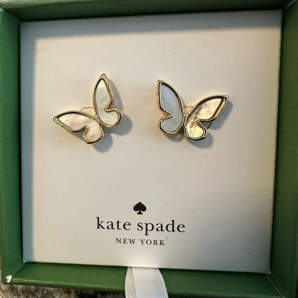 Kate Spade Shimmering Gold Butterfly Studs NWOT
